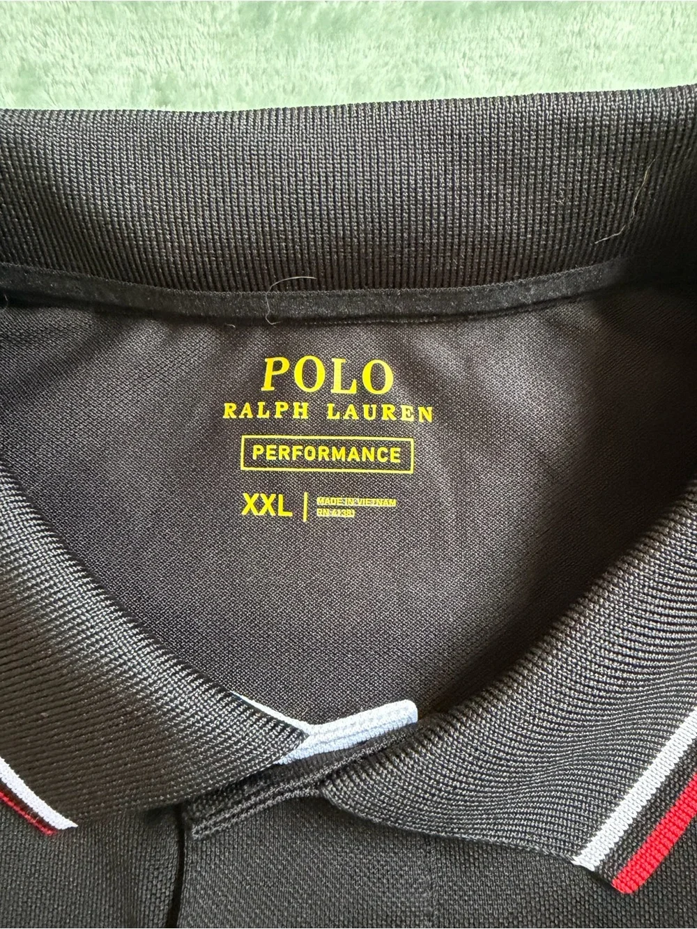 Polo Ralph Lauren Performance XXL Black Red Diagonal Stripe Polo Custom Fit